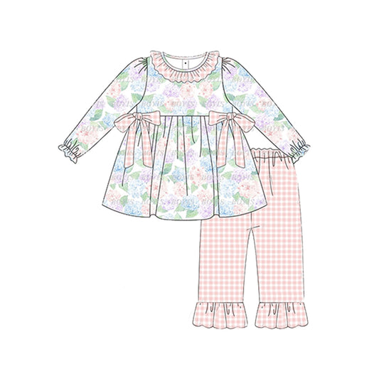 Baby Girls Clothes Pink Flowers Tunic Top Pants Clothes Sets Preorder GLP1703