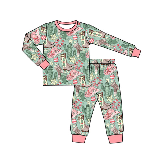 Baby Girls Pajamas Western Boots Cactus Shirt Pants Pajamas Sets Preorder GLP1706