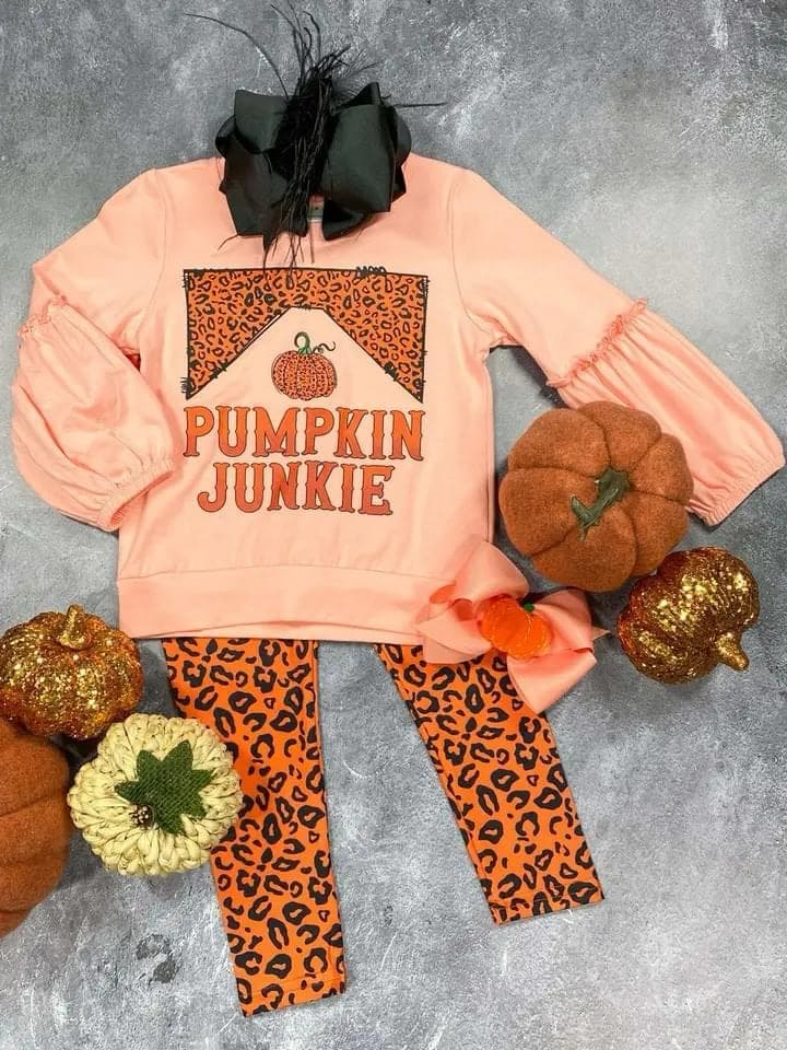 Baby Girls Clothes Leopard Pumpkin Top Legging Pants Sets Preorder GLP1707