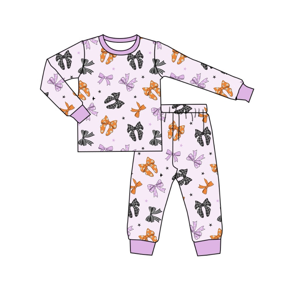 Baby Girls Pajamas Halloween Bows Shirt Pants Pajamas Sets Preorder GLP1708