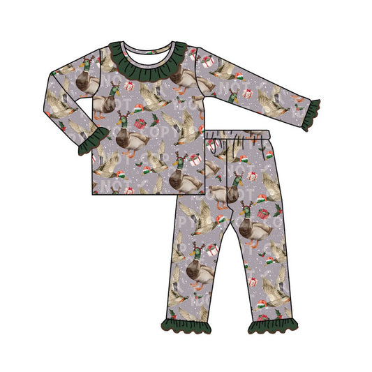 Baby Girls Pajamas Christmas Mallard Ducks Shirt Pants Pajamas Sets Preorder GLP1712