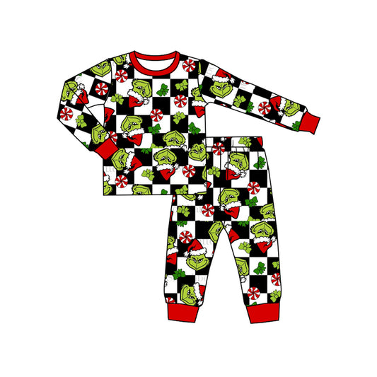 Baby Kids Pajamas Christmas Green Red Top Pants Pajamas Sets Preorder GLP1730