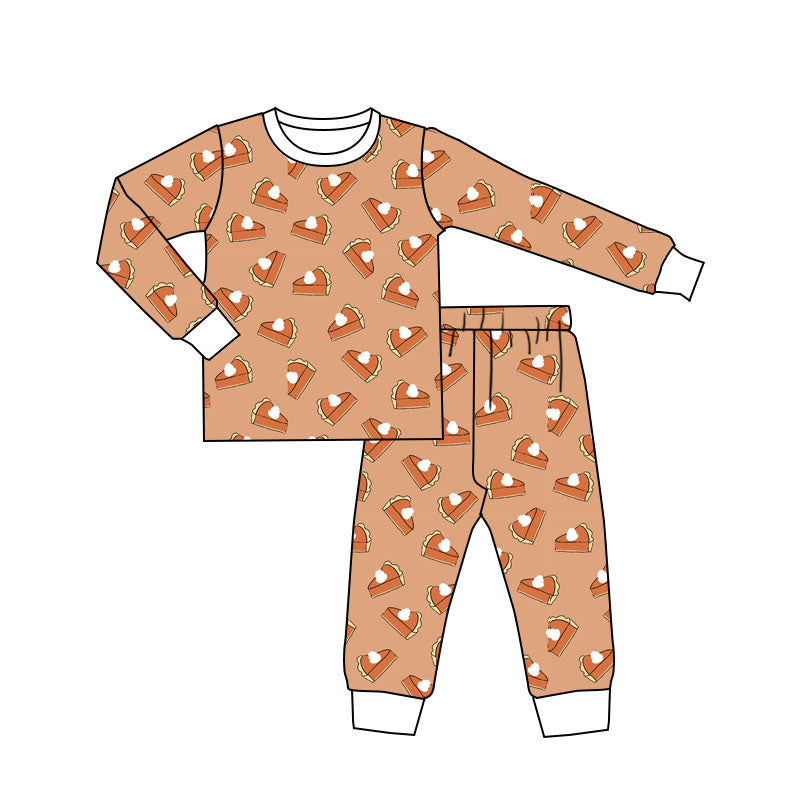 Baby Kids Pajamas Thanksgiving Pie Top Pants Pajamas Sets Preorder GLP1735