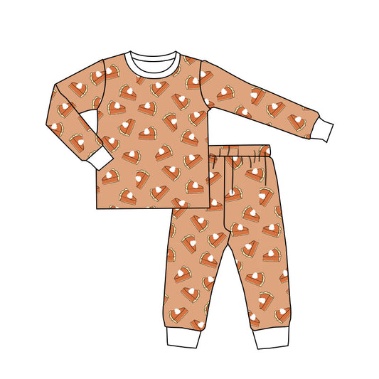 Baby Kids Pajamas Thanksgiving Pie Top Pants Pajamas Sets Preorder GLP1735