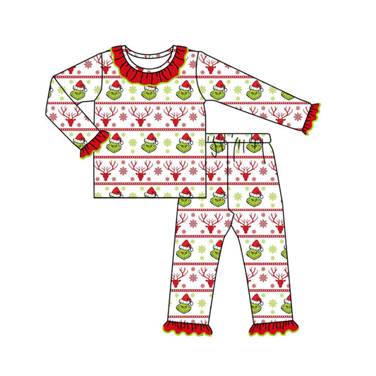 Baby Girls Pajamas Christmas Deers Top Pants Pajamas Sets Preorder GLP1740