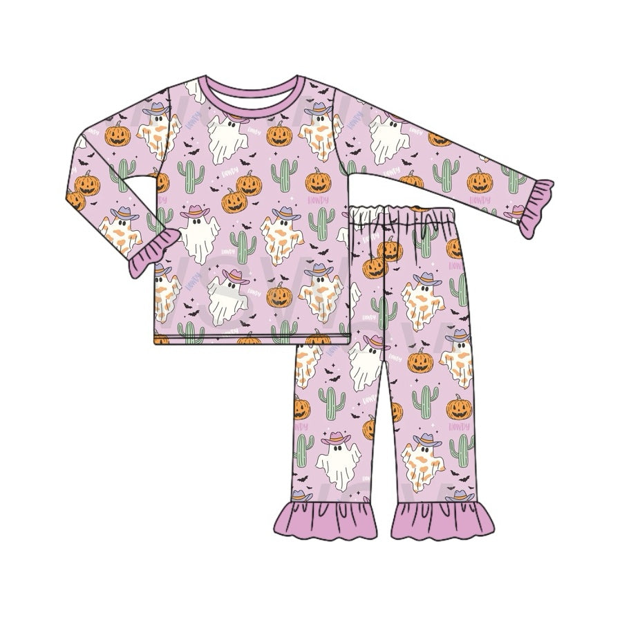 Baby Girls Pajamas Halloween Ghost Western Top Pants Pajamas Sets Preorder GLP1744