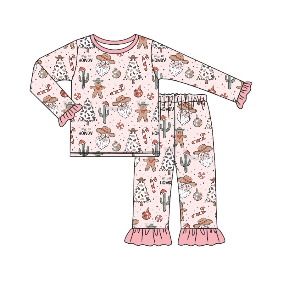 Baby Girls Pajamas Christmas Western Tree Top Pants Pajamas Sets Preorder GLP1745