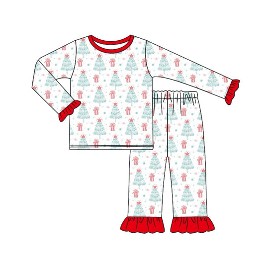 Baby Girls Pajamas Christmas Tree Stars Top Pants Pajamas Sets Preorder GLP1746