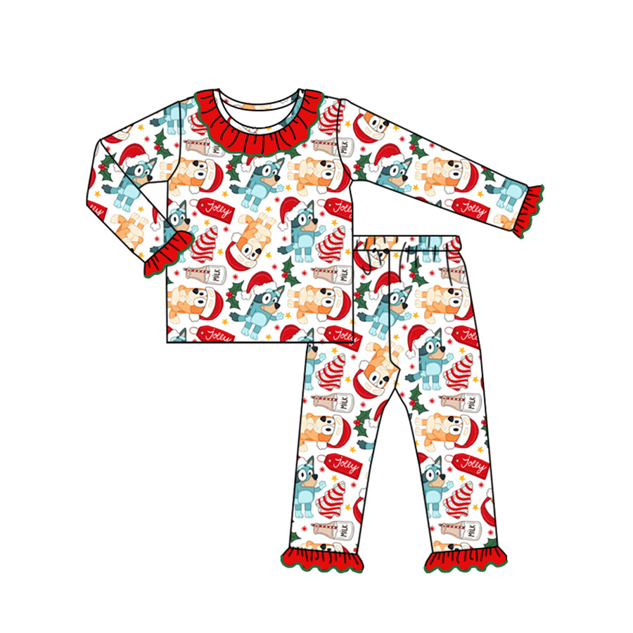 Baby Girls Pajamas Dogs Christmas Tree Cake Top Pants Pajamas Sets Preorder GLP1752