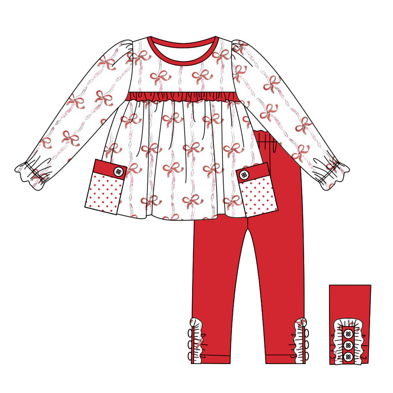 Baby Girls Clothes Bows Pockets Tunic Top Legging Pants Sets Preorder GLP1761