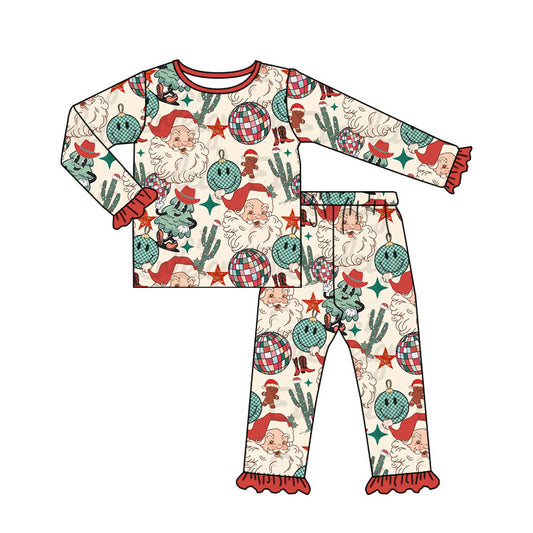 Baby Girls Pajamas Christmas Western Santa Cactus Shirt Pajamas Sets Preorder GLP1780