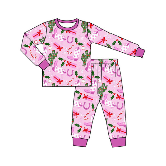 Baby Girls Pajamas Christmas Western Boots Cactus Pajamas Sets Preorder GLP1783