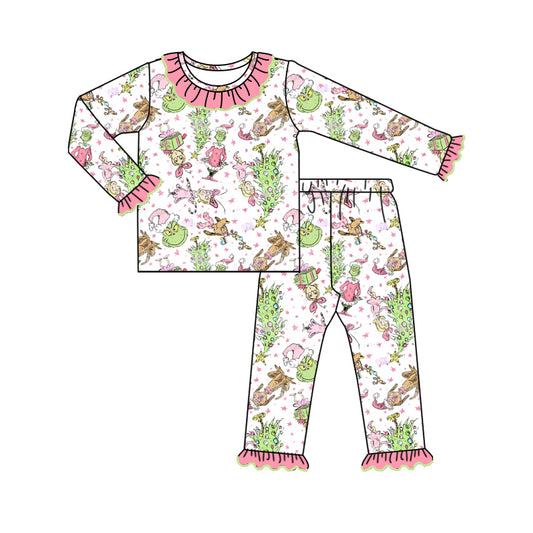 Baby Girls Pajamas Christmas Pink Long Sleeve Top Pants Pajamas Sleepwear Sets Preorder GLP1818