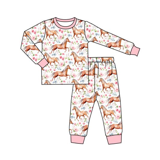 Baby Girls Pajamas Western Horse Shirt Pants Pajamas Sets Preorder GLP1831