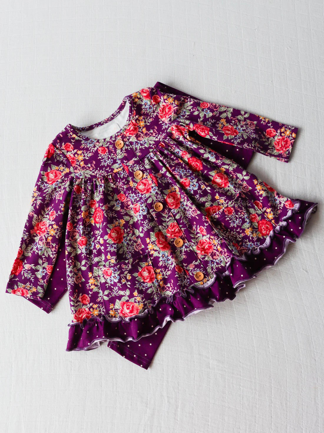 Baby Girls Clothes Purple Flowers Pockets Tunic Tops Legging Outfits Preorder GLP1850