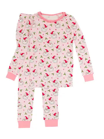 Baby Girls Pajamas Christmas Pink Santa Claus Top Pants Pajamas Outfits Preorder GLP1860