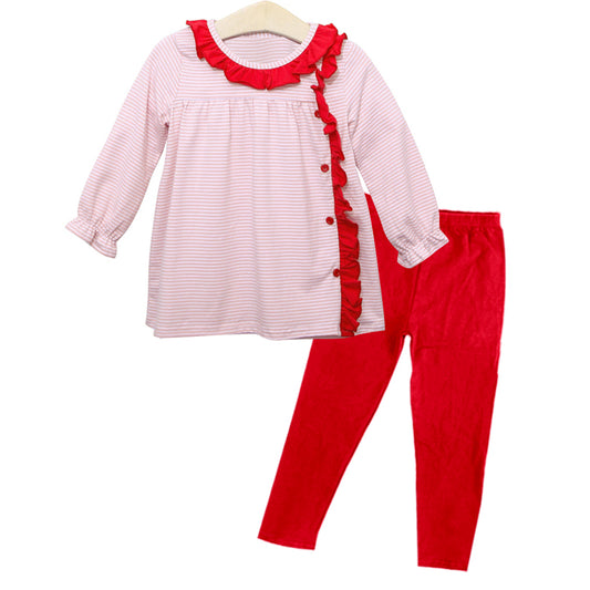 Baby Girls Clothes Christmas Pink Ruffle Top Legging Sets Preorder GLP1865