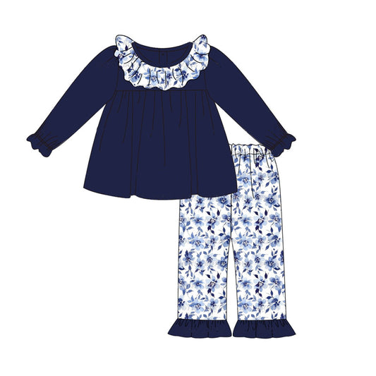 Baby Girls Clothes Navy Tunic Tops Flowers Pants Boutique Outfits Preorder GLP1870