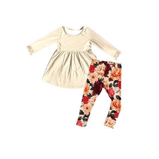 Fall Baby Girls Clothes Tunic Tops Floral Legging Clothes Sets Preorder GLP1882