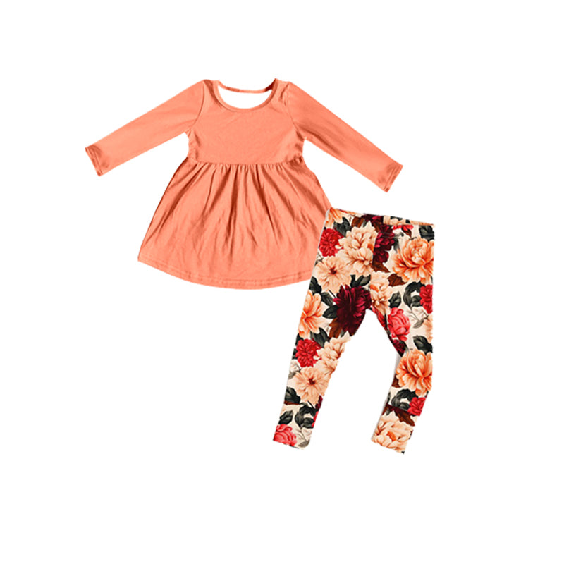 Fall Baby Girls Clothes Tunic Tops Floral Legging Sets Preorder GLP1883