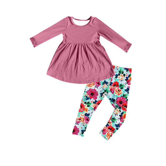 Boutique Baby Girls Clothes Tunic Tops Floral Legging Clothes Sets Preorder GLP1887