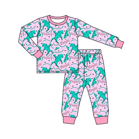 Baby Girls Pajamas Western Cowgirl Horse Tops Pants Pajamas Sets Preorder GLP1911