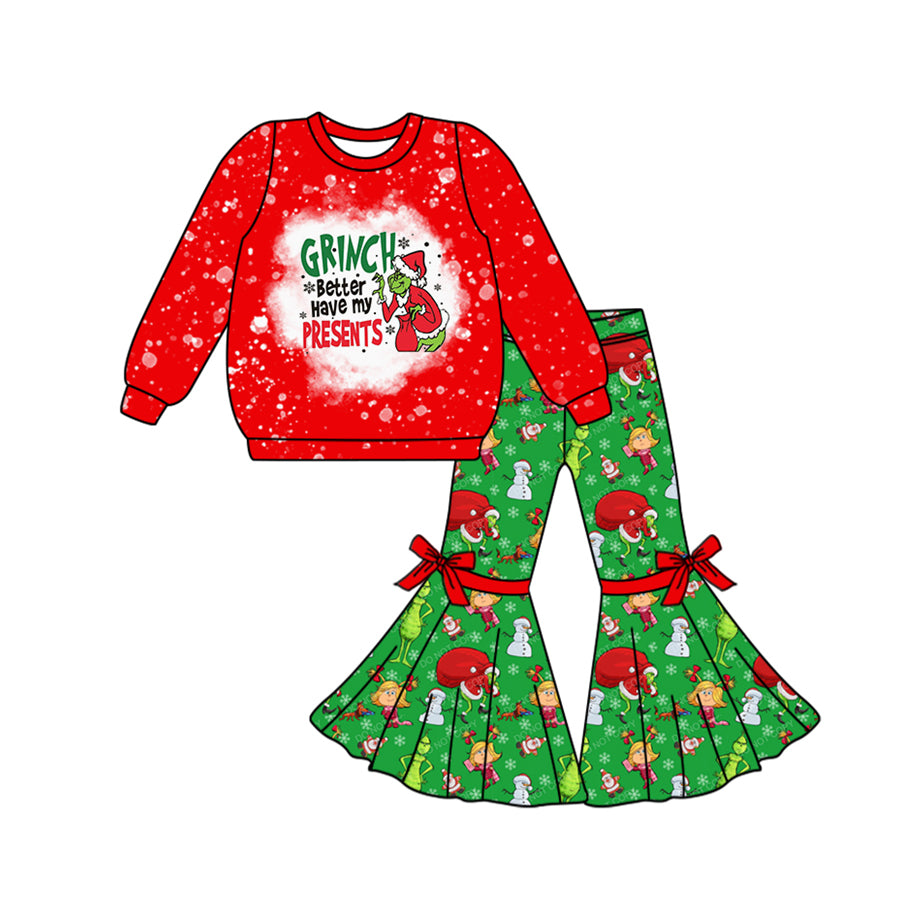 Baby Girls Clothes Christmas Red Tops Bell Pants Sets Preorder GLP1914