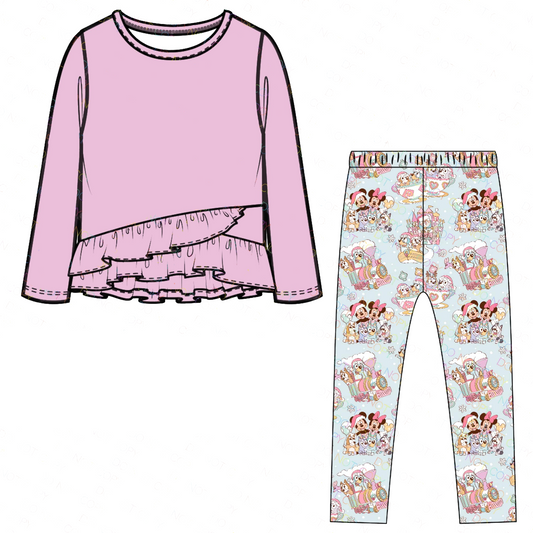 Baby Girls Clothes Christmas Pink Top Dog Legging Sets Preorder GLP1940