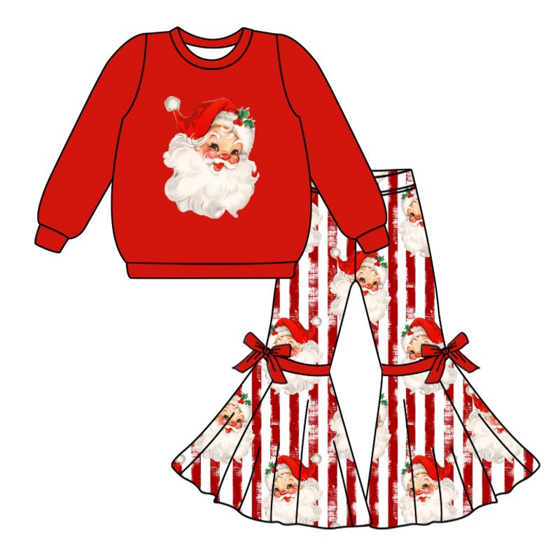 Baby Girls Clothes Christmas Santa Claus Top Bell Pants Sets Preorder GLP1946