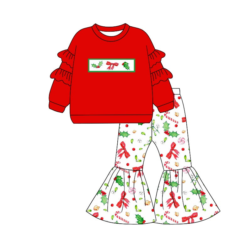 Baby Girls Clothes Christmas Bows Top Bell Pants Sets Preorder GLP1961