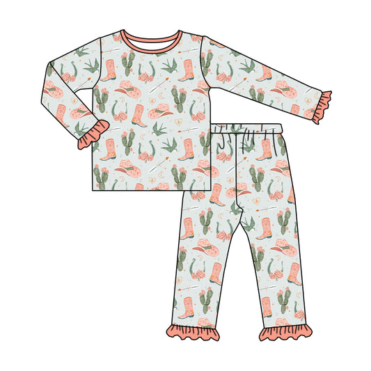 Baby Girls Pajamas Western Boots Cactus Shirt Pants Pajamas Sets Preorder GLP1968