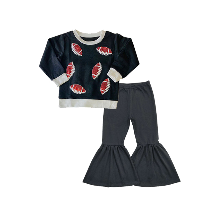 Baby Girls Clothes Football Long Sleeve Tee Shirts Tops Bell Pants Sets Preorder GLP1971