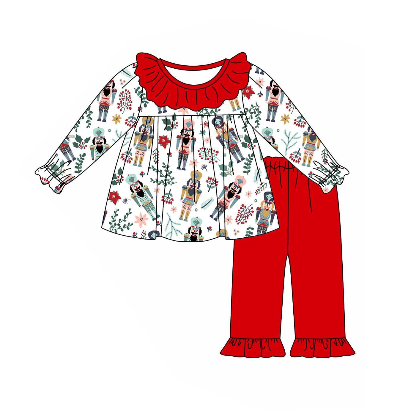 Baby Girls Clothes Christmas Tunic Top Ruffle Pants Sets Preorder GLP1976