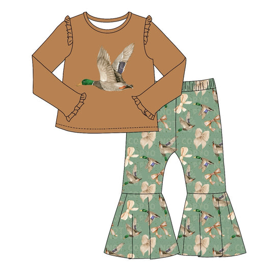 Baby Girls Clothes Ducks Hunting Top Bows Bell Pants Sets Preorder GLP1983