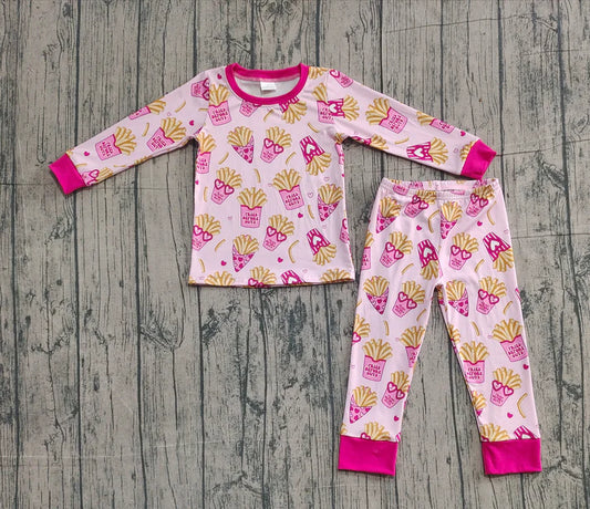 Baby Girls Pink Hearts Chips Top Pants Valentine Pajamas Sets Preorder GLP3065 11.17