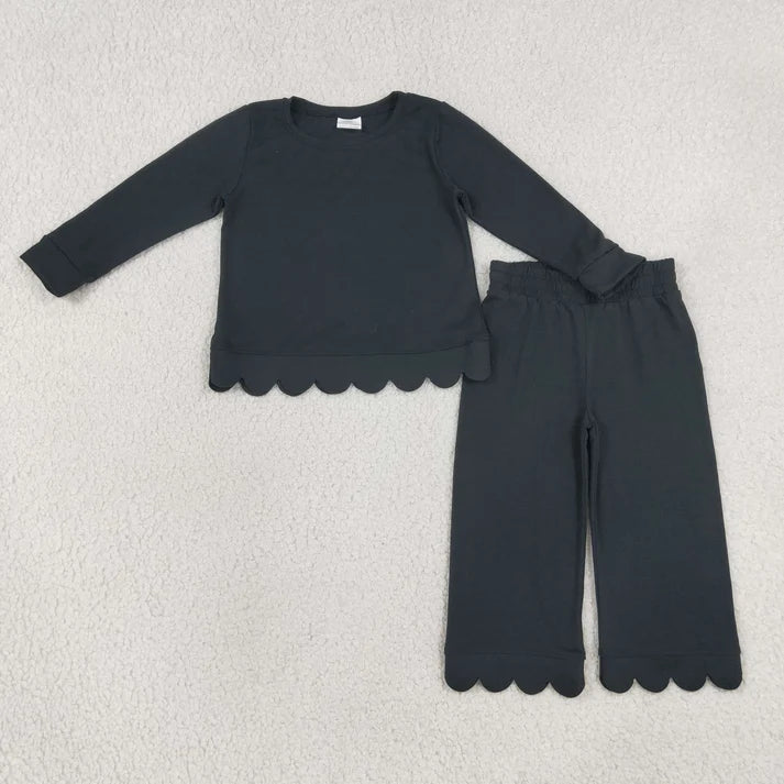 Sibling Baby Girls Long Sleeve Shirts Top Pants Scallop Clothes Sets