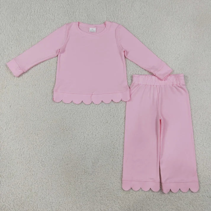 Sibling Baby Girls Long Sleeve Shirts Top Pants Scallop Clothes Sets