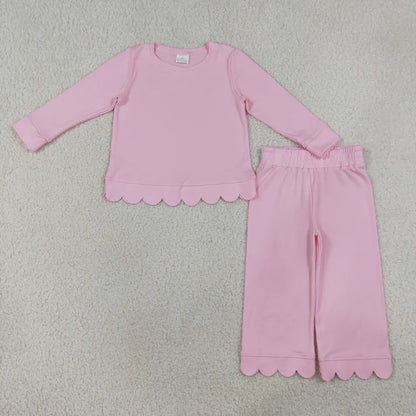 Sibling Baby Girls Long Sleeve Shirts Top Pants Scallop Clothes Sets