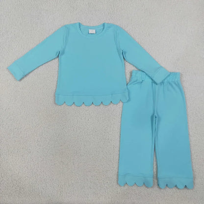 Sibling Baby Girls Long Sleeve Shirts Top Pants Scallop Clothes Sets