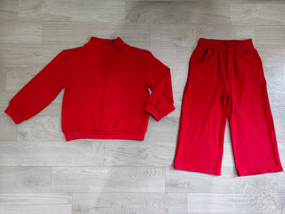 Baby Girls Maroon Top Pockets Flare Pant Fall Pajamas Clothes Sets Preorder GLP3413