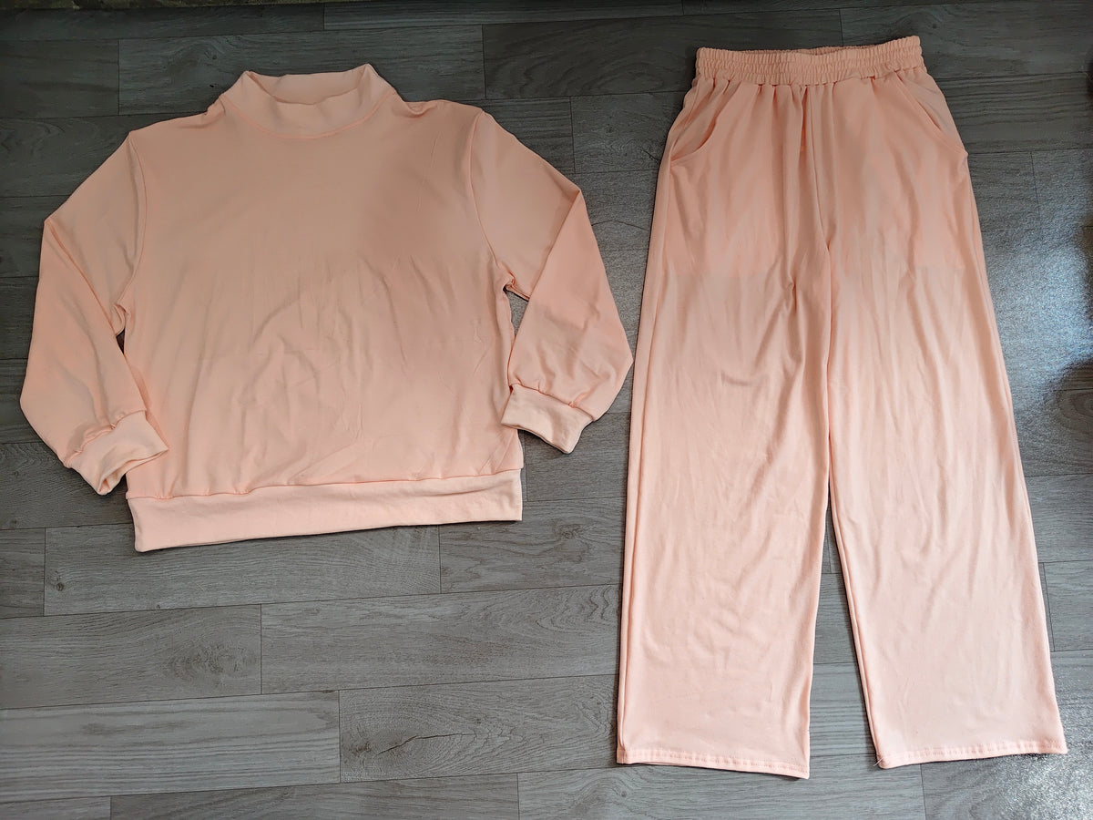 Preorder Adult Women Light Pink Top Flare Pants Fall Pajamas Clothes Sets GLP3415