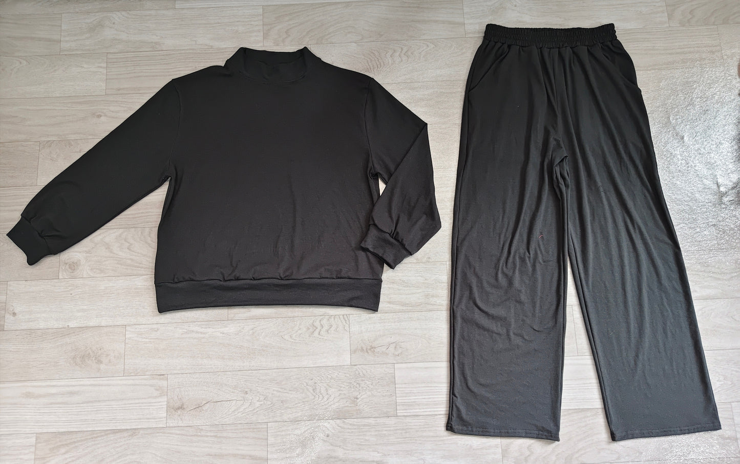 Preorder Adult Women Clothes Black Top Flare Pants Fall Pajamas Clothes Sets GLP3416