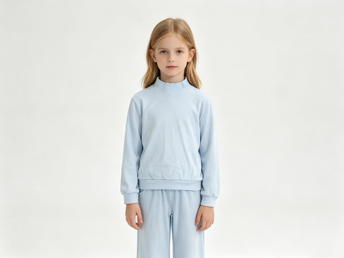 Baby Girls Light Blue Long Sleeve Shirt Top Pockets Flare Pant Clothes Set Preorder GLP3472