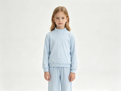 Baby Girls Light Blue Long Sleeve Shirt Top Pockets Flare Pant Clothes Set Preorder GLP3472