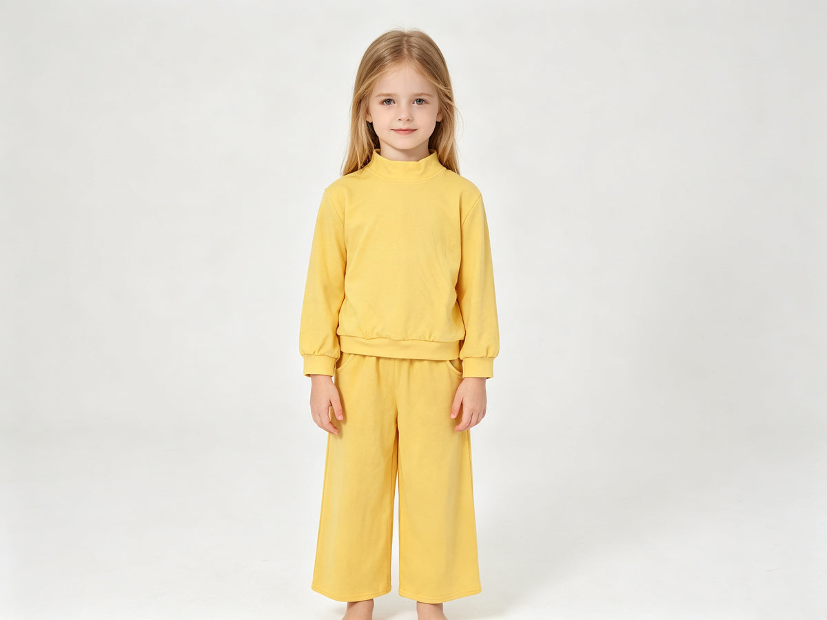 Baby Girls Yellow Long Sleeve Shirt Top Pockets Flare Pant Clothes Set Preorder GLP3473