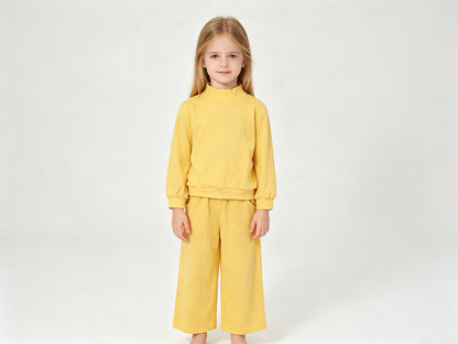 Baby Girls Yellow Long Sleeve Shirt Top Pockets Flare Pant Clothes Set Preorder GLP3473