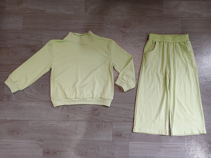 Baby Girls Light Green Long Sleeve Shirt Top Pockets Flare Pant Clothes Set Preorder GLP3474