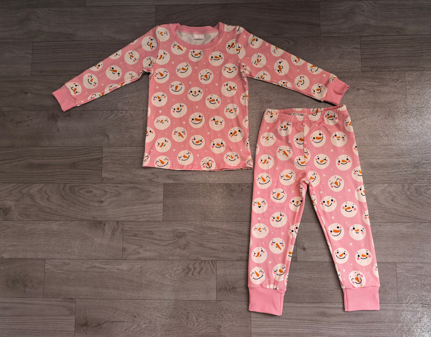 Baby Girls Pajamas Pink Snowmen Top Pants Christmas Pajamas Sets Preorder GLP3543
