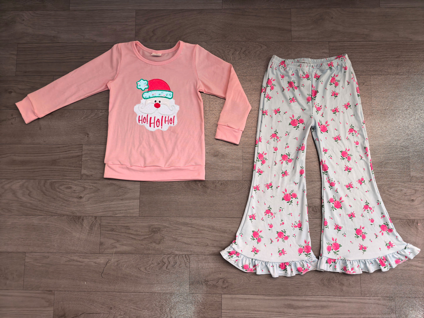 Baby Girls Clothes Embroidery Hat Santa Flowers Top Flare Pant Christmas Clothes Sets Preorder GLP3596