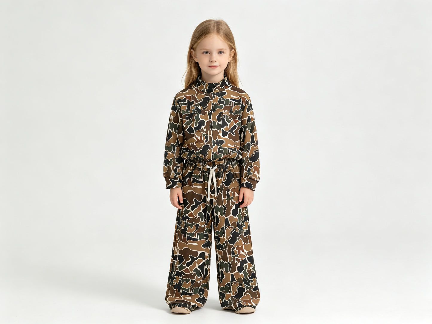Baby Girls Dark Brown Camo Long Sleeve Top Pockets Pants Yoga Active Clothes Set Preorder GLP3601